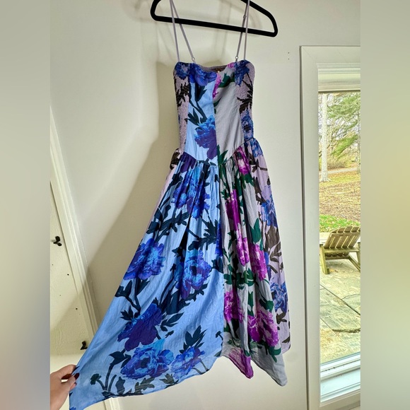 Free People Fall Floral Feelings Purple and Blue Peonies Midi Dress Size M - Picture 10 of 10
